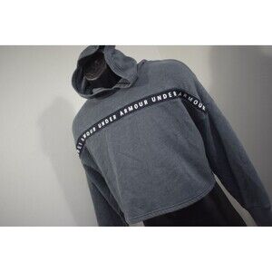 Under Armour Crop Top Hoodie Baggy Loose Cotton Blend Gray Womens Size XS XSMALL
